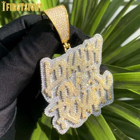 Iced Out Loyalty Over Royalty CZ Pendant Necklace for Men Women