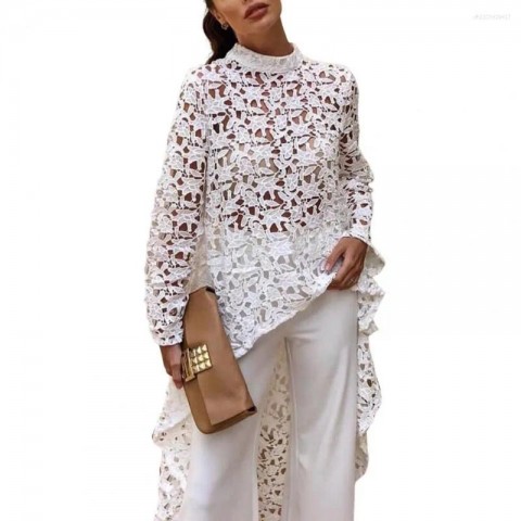 Elegant Lace Floral Patchwork Blouse for Women