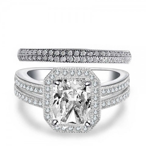 DAYSOE White Gold Mother-of-Pearl Exaggerated Couple Rings for Formal Events
