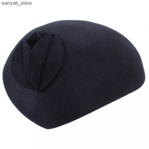 Lawliet Women's Tri-Color Teardrop Cloche Hat with Flowers - British Wool Felt