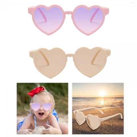 Heart-Shaped UV380 Gradient Kids Sunglasses for Girls - 36mm Lens Height