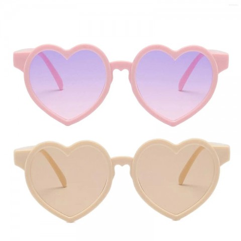 Heart-Shaped UV380 Gradient Kids Sunglasses for Girls - 36mm Lens Height