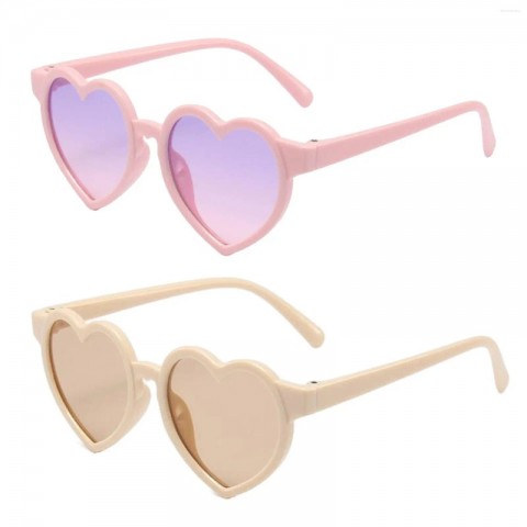 Heart-Shaped UV380 Gradient Kids Sunglasses for Girls - 36mm Lens Height