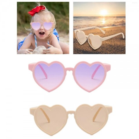 Heart-Shaped UV380 Gradient Kids Sunglasses for Girls - 36mm Lens Height