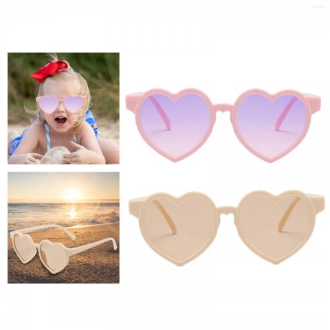 Heart-Shaped UV380 Gradient Kids Sunglasses for Girls - 36mm Lens Height