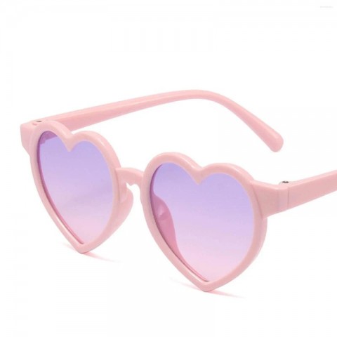 Heart-Shaped UV380 Gradient Kids Sunglasses for Girls - 36mm Lens Height