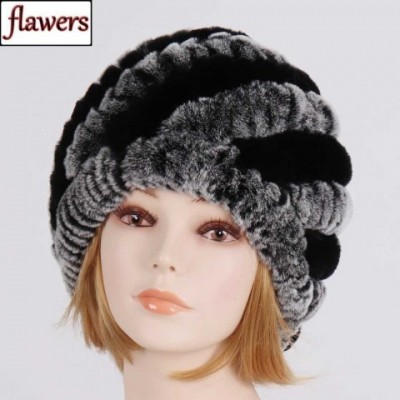 Soft Winter Women's Beanie Hats with 100% Natural Rex Rabbit Fur J240923