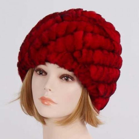 Soft Winter Women's Beanie Hats with 100% Natural Rex Rabbit Fur J240923