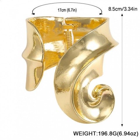 Exaggerated Metal Spiral Vortex Adjustable Bangle for Women - Vintage Heavy Jewelry Gift