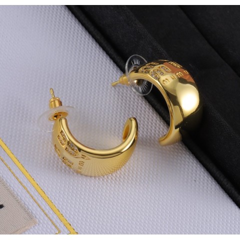 Stud Trendy Spike Crystal Hoop Earrings in 18K Gold for Women's Wedding & Party
