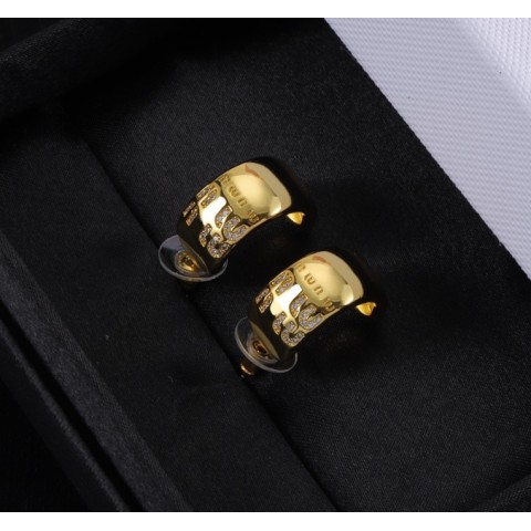 Stud Trendy Spike Crystal Hoop Earrings in 18K Gold for Women's Wedding & Party