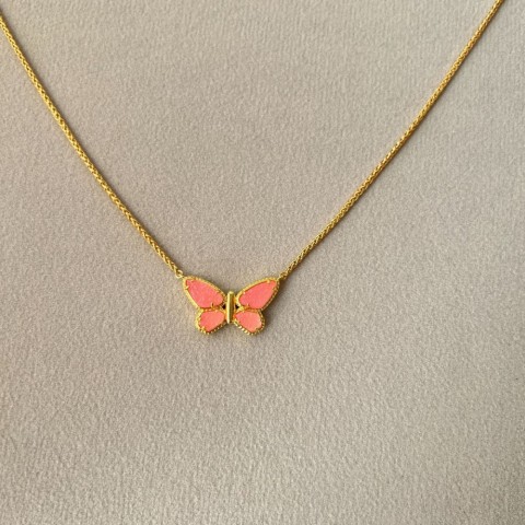 New Meirui Designer Golden Butterfly Necklace, Adjustable Preppy Style Pendant