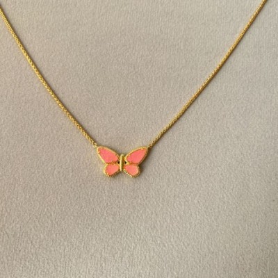 New Meirui Designer Golden Butterfly Necklace, Adjustable Preppy Style Pendant