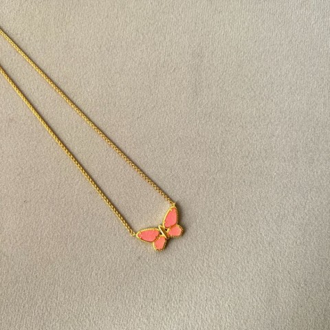 New Meirui Designer Golden Butterfly Necklace, Adjustable Preppy Style Pendant