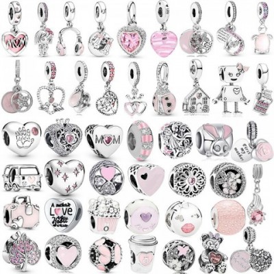 Classic Pink Mom Pendant Alloy Bracelet Charm Beaded Jewelry Components - Wholesale from China