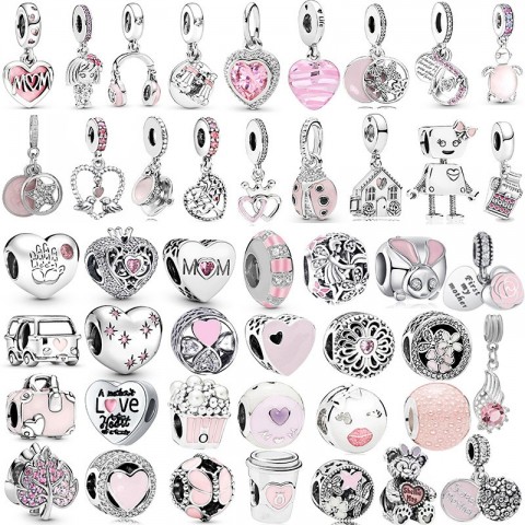 Classic Pink Mom Pendant Alloy Bracelet Charm Beaded Jewelry Components - Wholesale from China