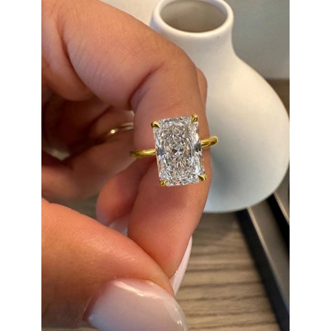 Sterling Silver 925 Zircon Rectangle Ring for Women Engagement Wedding