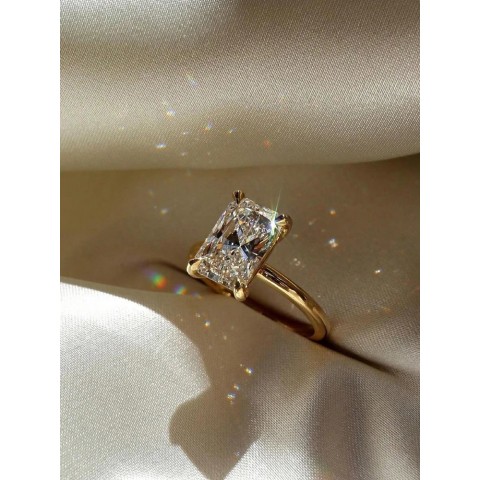 Sterling Silver 925 Zircon Rectangle Ring for Women Engagement Wedding