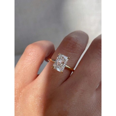 Sterling Silver 925 Zircon Rectangle Ring for Women Engagement Wedding