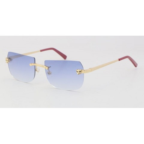 2022 Trendy Metal Rimless Sunglasses with 18K Gold Pink Lenses