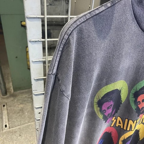 Colourful Vintage Washed Gray T-Shirt for Men and Women with Oversized Fit and Character Print