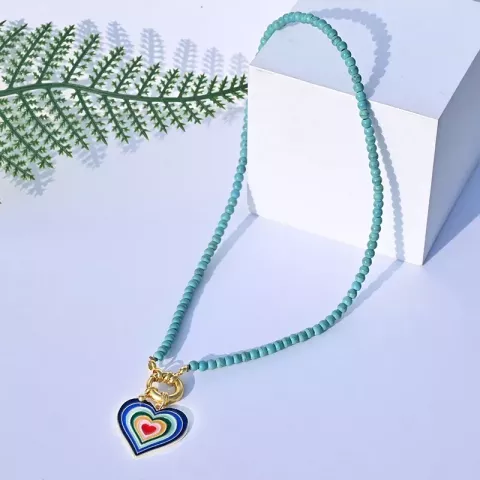 Rainbow Heart Butterfly Choker Necklace for Women - Trendy Bohemian Shell Pendant