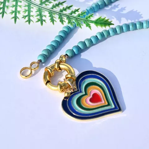 Rainbow Heart Butterfly Choker Necklace for Women - Trendy Bohemian Shell Pendant