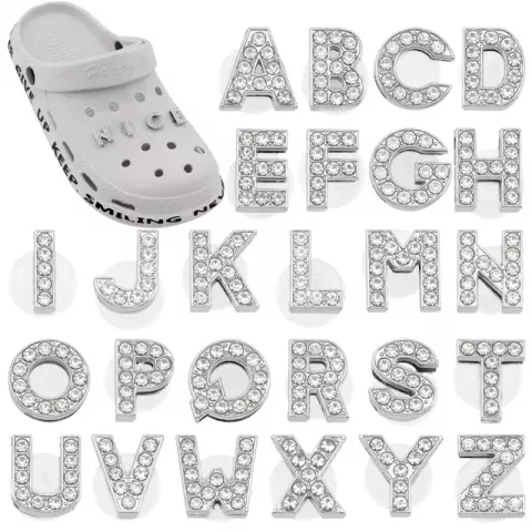 Croc Accessory Alphabet Charms Glitter Rhinestone Jewelry for Croc Shoes