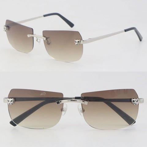 2022 Trendy Metal Rimless Sunglasses with 18K Gold Pink Lenses