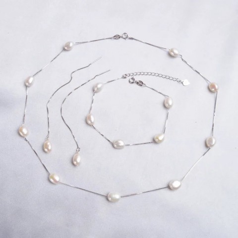 ASHIQI Sterling Silver Jewelry Set Celtic Heart Pearl Earrings Necklace Bracelet for Women Unisex