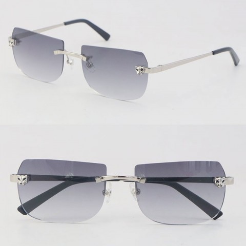 2022 Trendy Metal Rimless Sunglasses with 18K Gold Pink Lenses