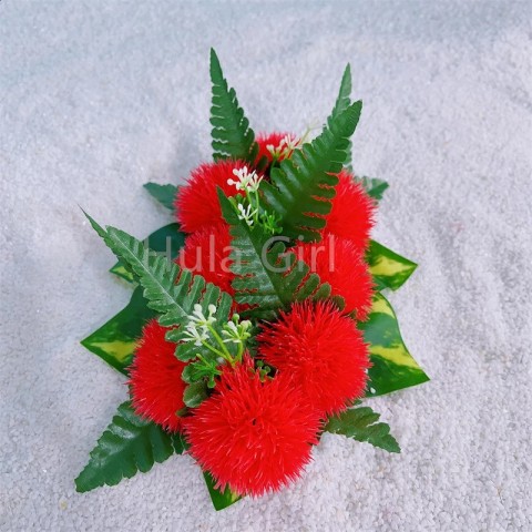 Hawaiian Red Lehua Leaf Hair Clips for Women - Tropical Flower Accessories 250420
