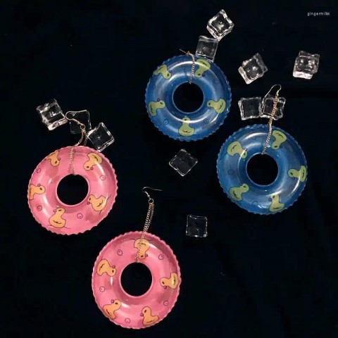 Punk Style Dangle Earrings for Women - Big Exaggerated Swimming Ring Jewelry