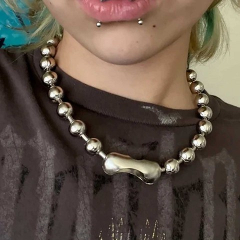 Gothic Grunge Y2K Chunky 10mm Ball Chain Choker Necklace for Unisex
