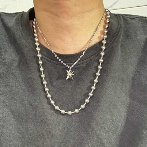 Gothic Grunge Y2K Chunky 10mm Ball Chain Choker Necklace for Unisex