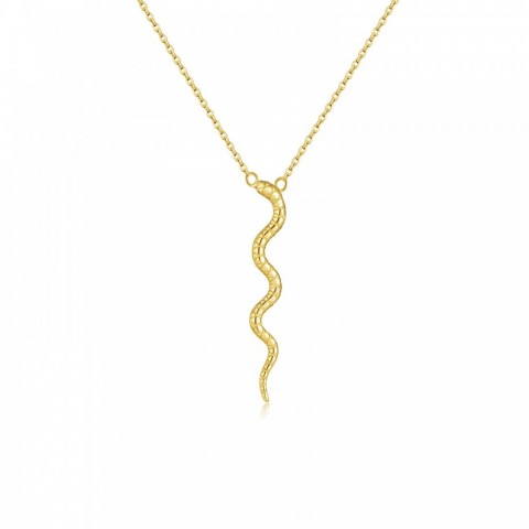 ANDYWEN Women's Sterling Silver Gold Snake Pendant Preppy Style Beach Necklace