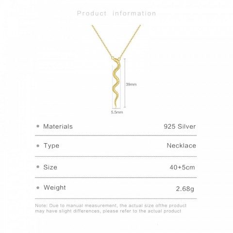 ANDYWEN Women's Sterling Silver Gold Snake Pendant Preppy Style Beach Necklace