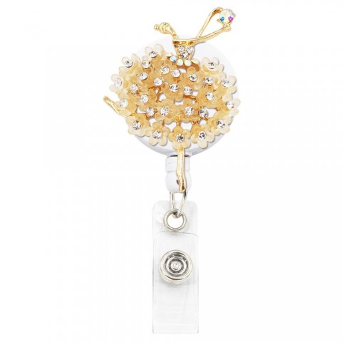 Charms Retractable Badge Reel Holder with Crystal ID and Belt Clip for Nurses
