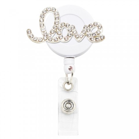 Charms Retractable Badge Reel Holder with Crystal ID and Belt Clip for Nurses