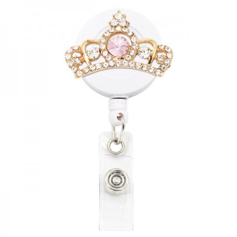 Charms Retractable Badge Reel Holder with Crystal ID and Belt Clip for Nurses