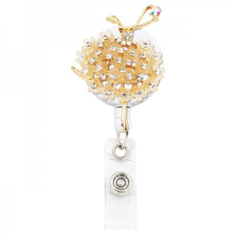 Charms Retractable Badge Reel Holder with Crystal ID and Belt Clip for Nurses