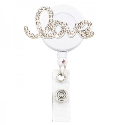 Charms Retractable Badge Reel Holder with Crystal ID and Belt Clip for Nurses
