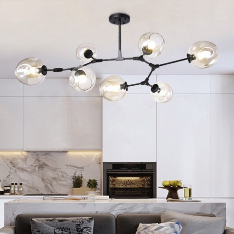 SANDYHA Nordic Glass Pendant Light - Creative Molecular Design LED Chandelier for Home Decor