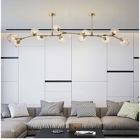 SANDYHA Nordic Glass Pendant Light - Creative Molecular Design LED Chandelier for Home Decor