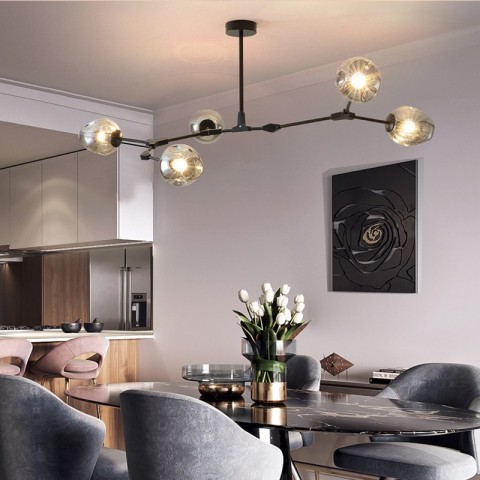 SANDYHA Nordic Glass Pendant Light - Creative Molecular Design LED Chandelier for Home Decor