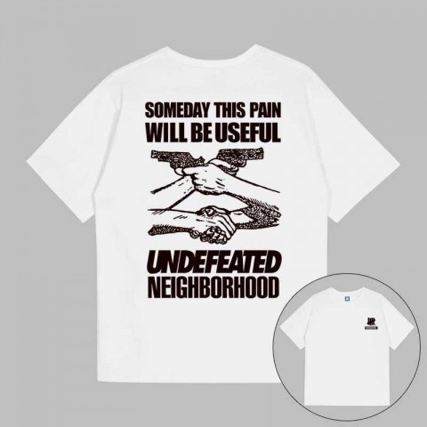Undefeated Loose Men's Cotton T-Shirt with Hood & EL Flashing