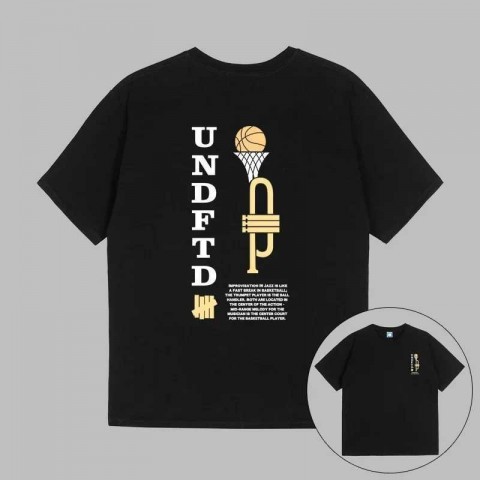 Undefeated Loose Men's Cotton T-Shirt with Hood & EL Flashing