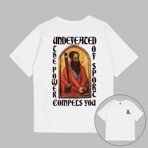 Undefeated Loose Men's Cotton T-Shirt with Hood & EL Flashing