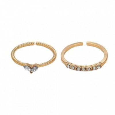 Trendy Adjustable Zircon Heart Rings Set for Women, Gold Color, Wedding Jewelry