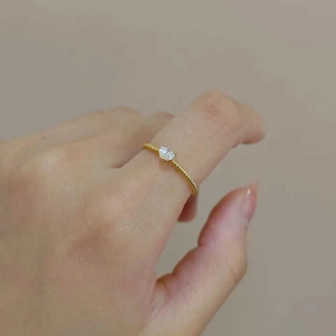 Trendy Adjustable Zircon Heart Rings Set for Women, Gold Color, Wedding Jewelry